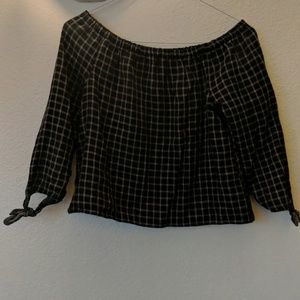 Madewell xxs off the shoulder plaid top